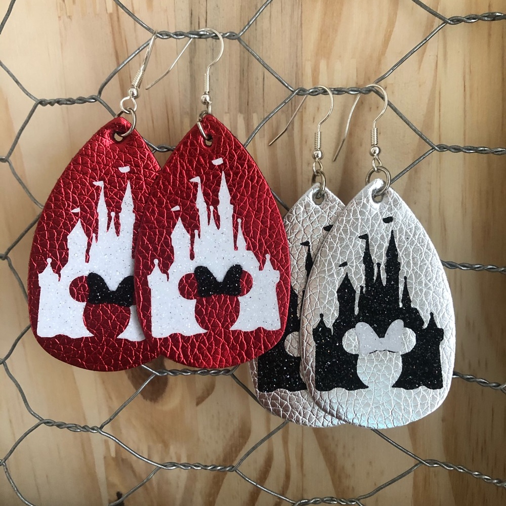 BRAND NEW Disney Castle Faux Leather Earrings